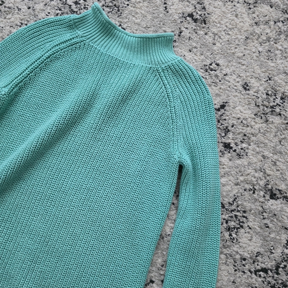 Talbots Knit Tunic Mock Neck Sweater Womens XS Green